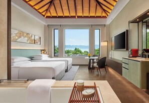 Quarto luxo, 2 camas de solteiro, vista para o lago | 1 quarto, roupas de cama premium, frigobar, cofres nos quartos