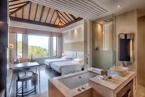 1 quarto, roupas de cama premium, frigobar, cofres nos quartos