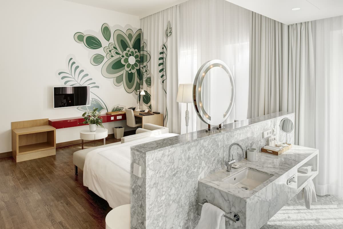 xgrand room | bathroom | shower, free toiletries, hair dryer, bathrobes