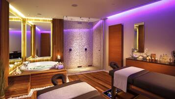 Sauna, hot tub, body treatments, aromatherapy, facials