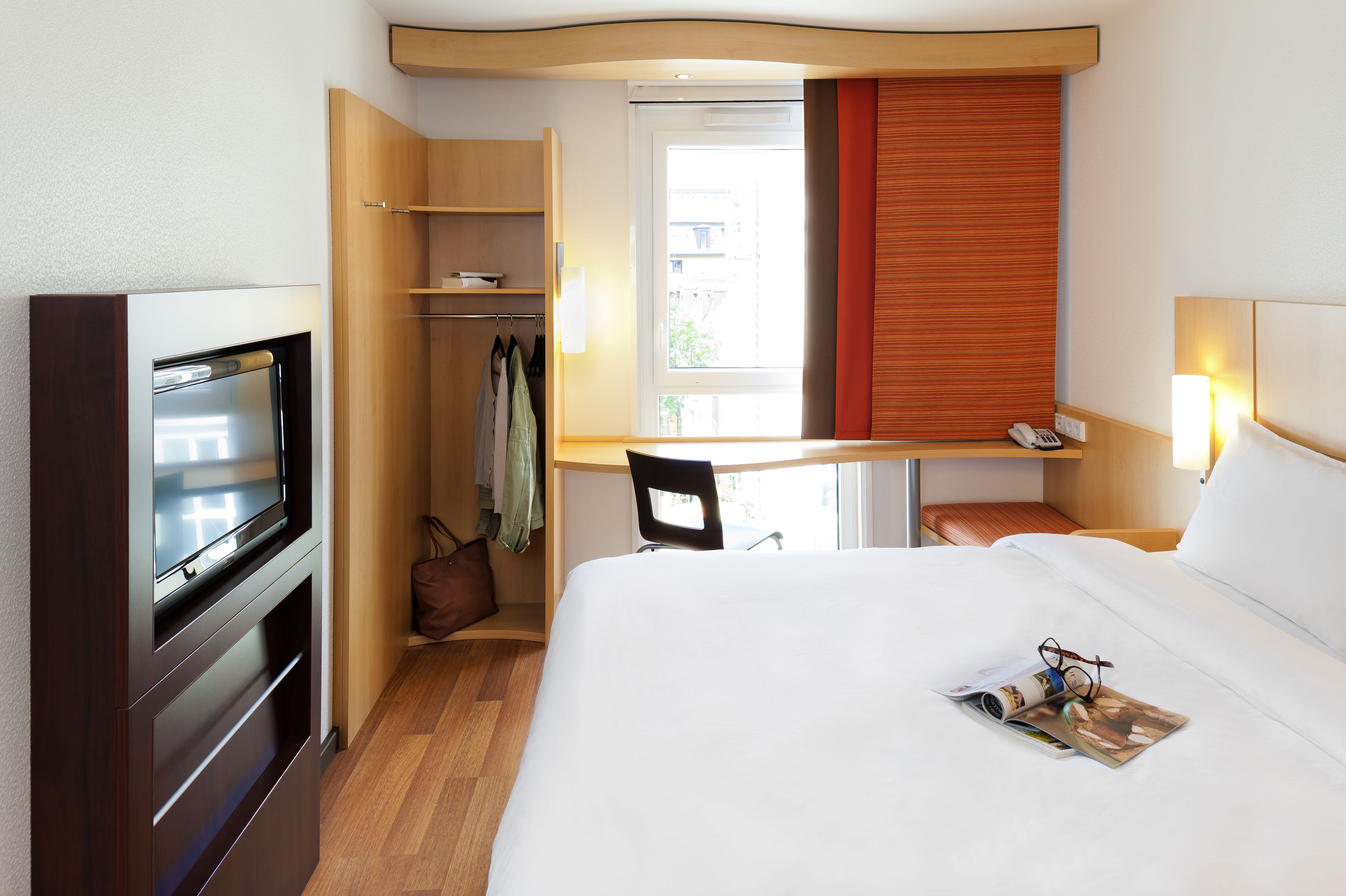 premium bedding, desk, blackout curtains, soundproofing