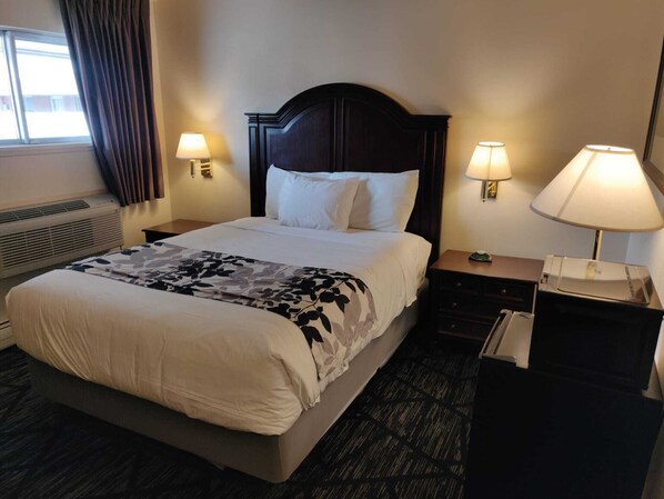 Desk, free WiFi, bed sheets