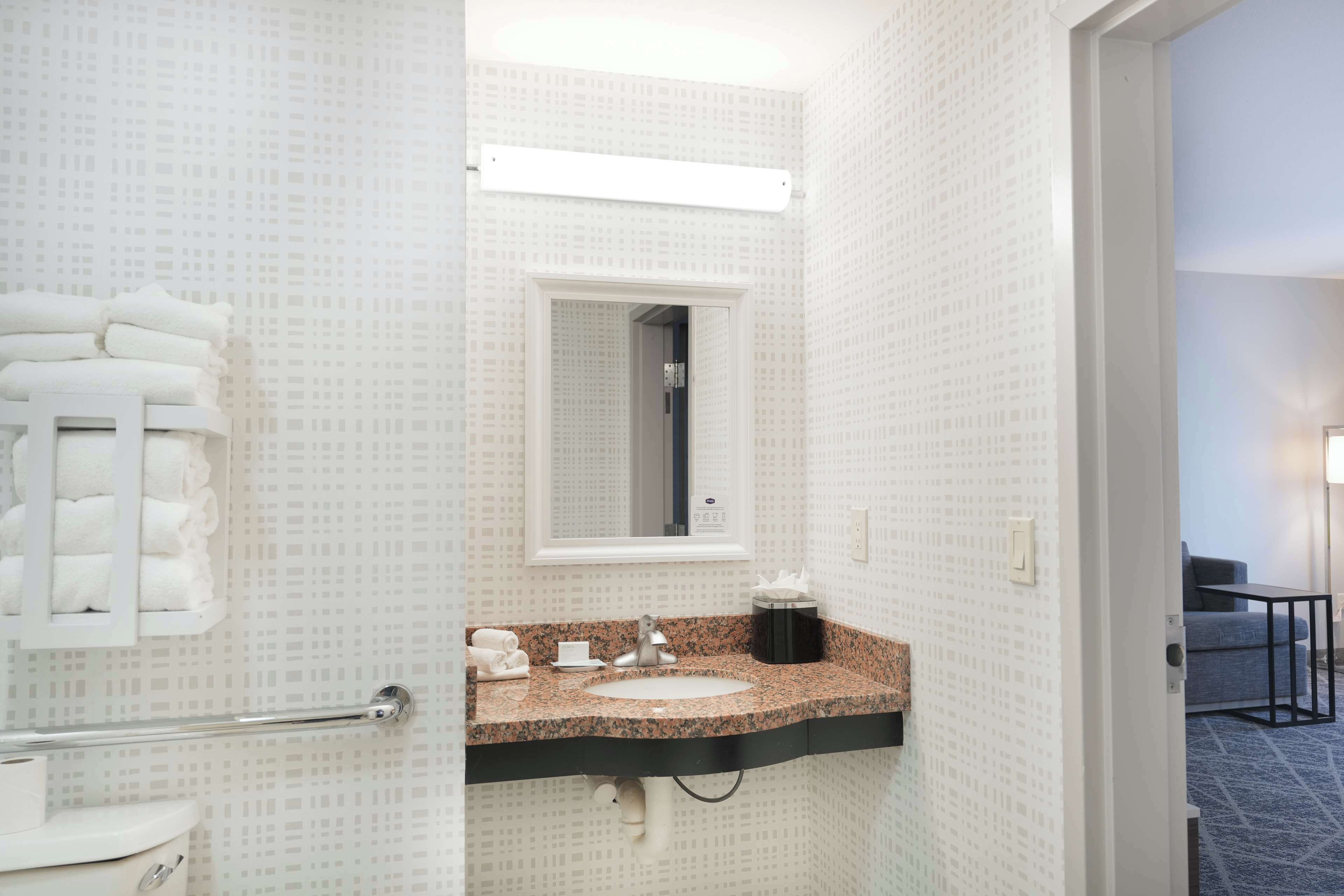 free toiletries, hair dryer, towels