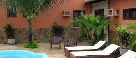Outdoor pool, sun loungers
