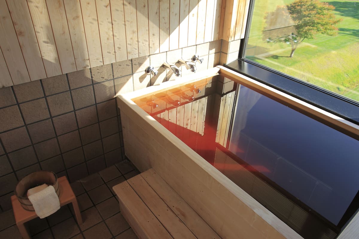 bathtub, free toiletries, hair dryer, bathrobes