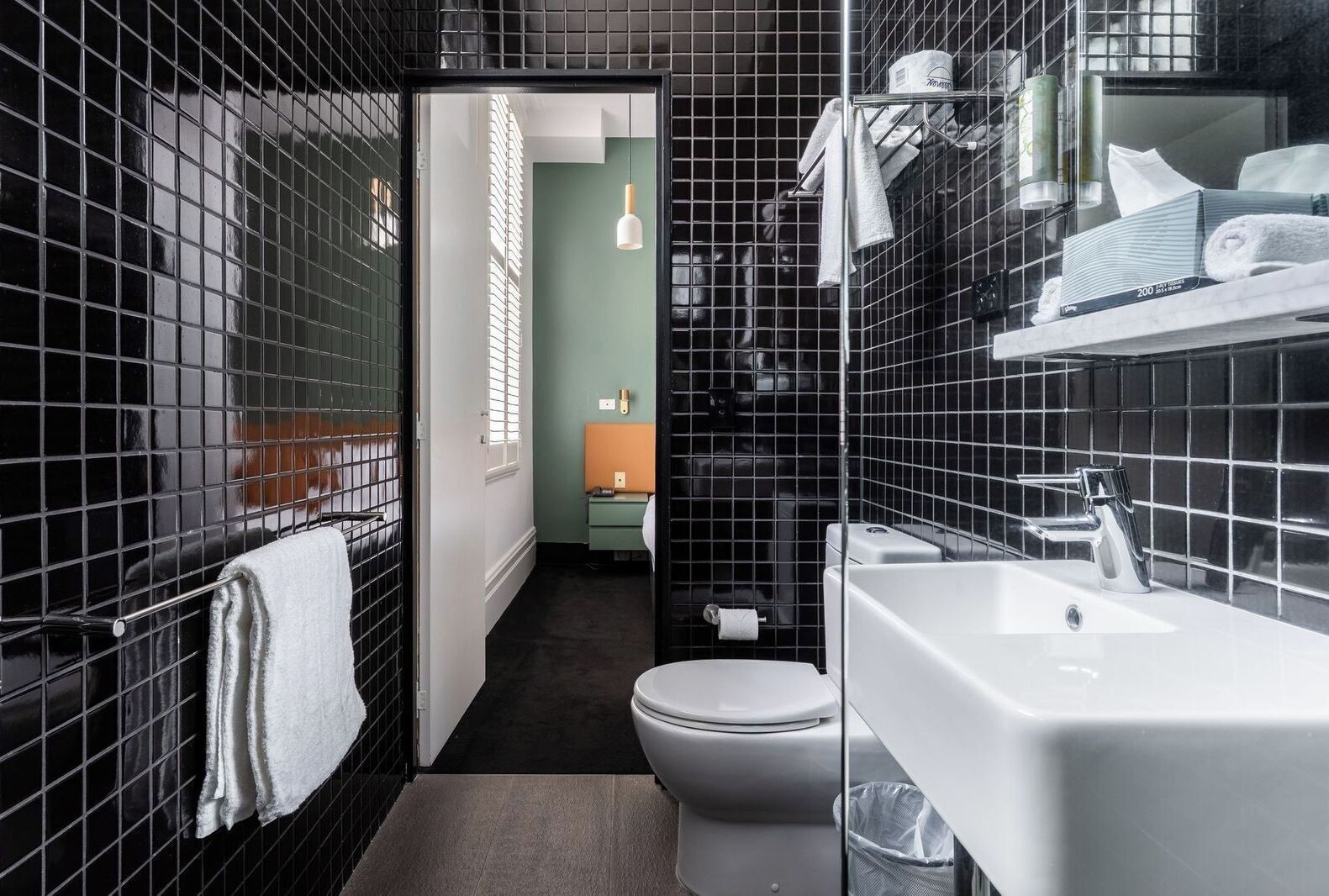 deluxe double room | bathroom | designer toiletries, hair dryer, towels