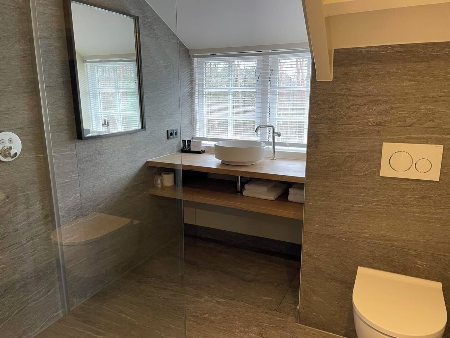 free toiletries, hair dryer, towels