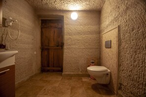 Signature Twin Room, Multiple Beds, Pool View, Garden Area | Bathroom | Shower, hair dryer, slippers, towels - Seven Rock Cave Hotel (Nevsehir)