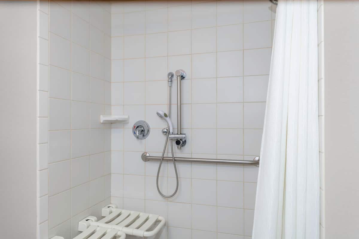 combined shower/bathtub, free toiletries, hair dryer, towels