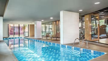 Indoor pool, open 6:00 AM to 8:00 PM, sun loungers