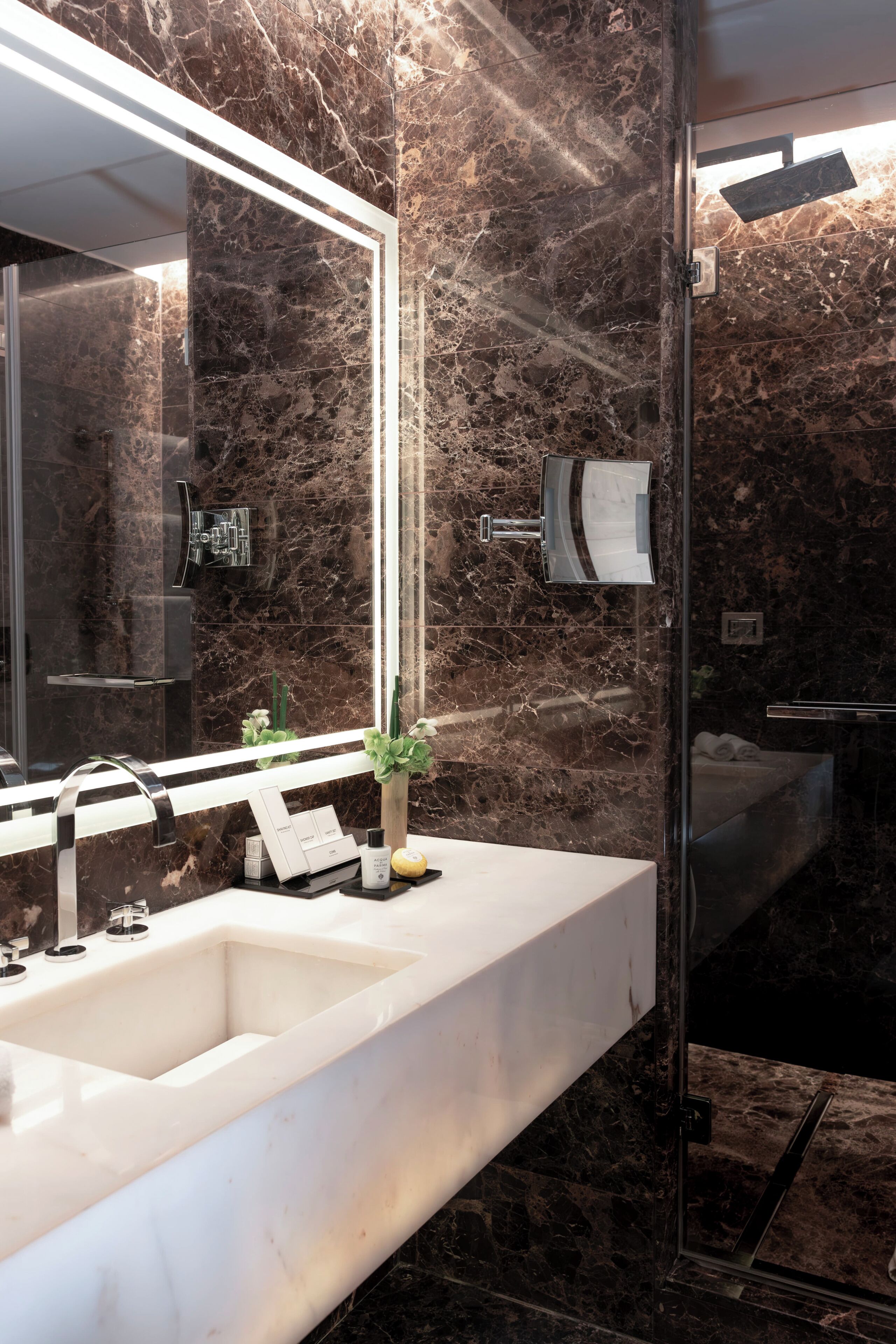 spa suite view | bathroom | rainfall showerhead, free toiletries, hair dryer, bathrobes