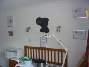 Premium bedding, Select Comfort beds, desk, laptop workspace