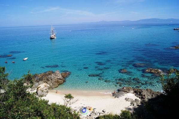 Private beach, sun-loungers, beach umbrellas