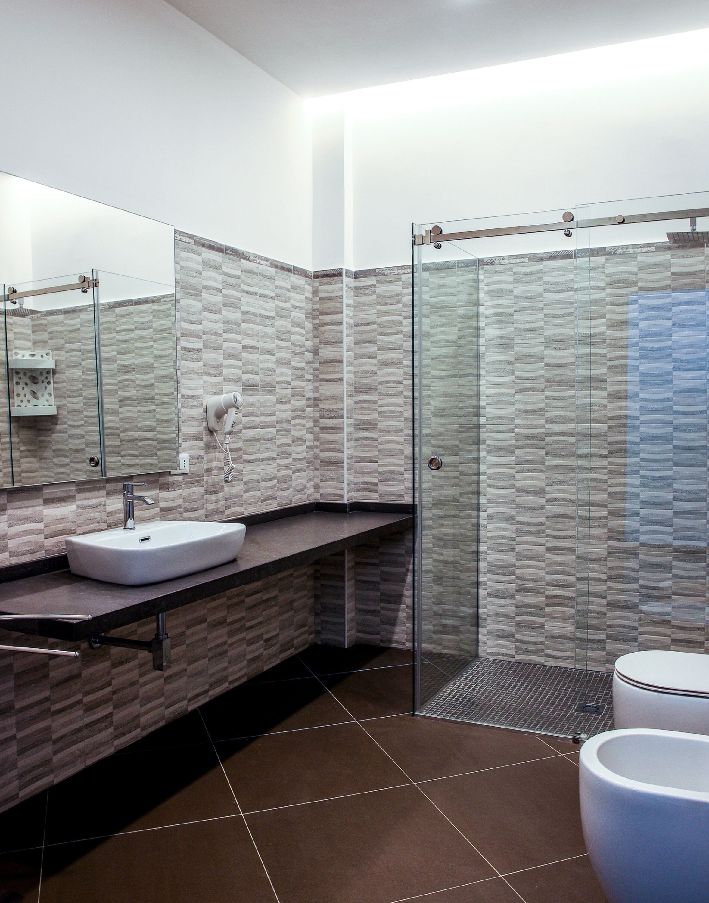 shower, hair dryer, slippers, bidet