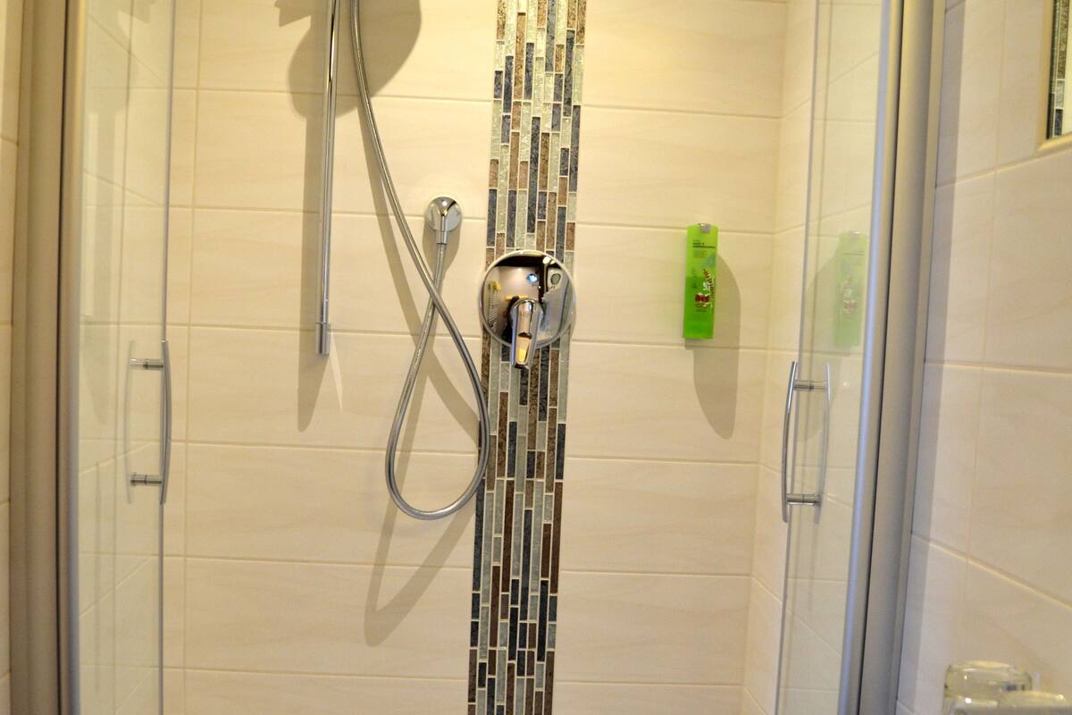double room | bathroom shower
