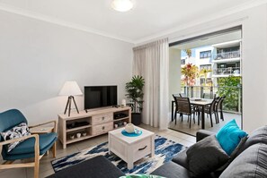 Flat-screen TV, DVD player