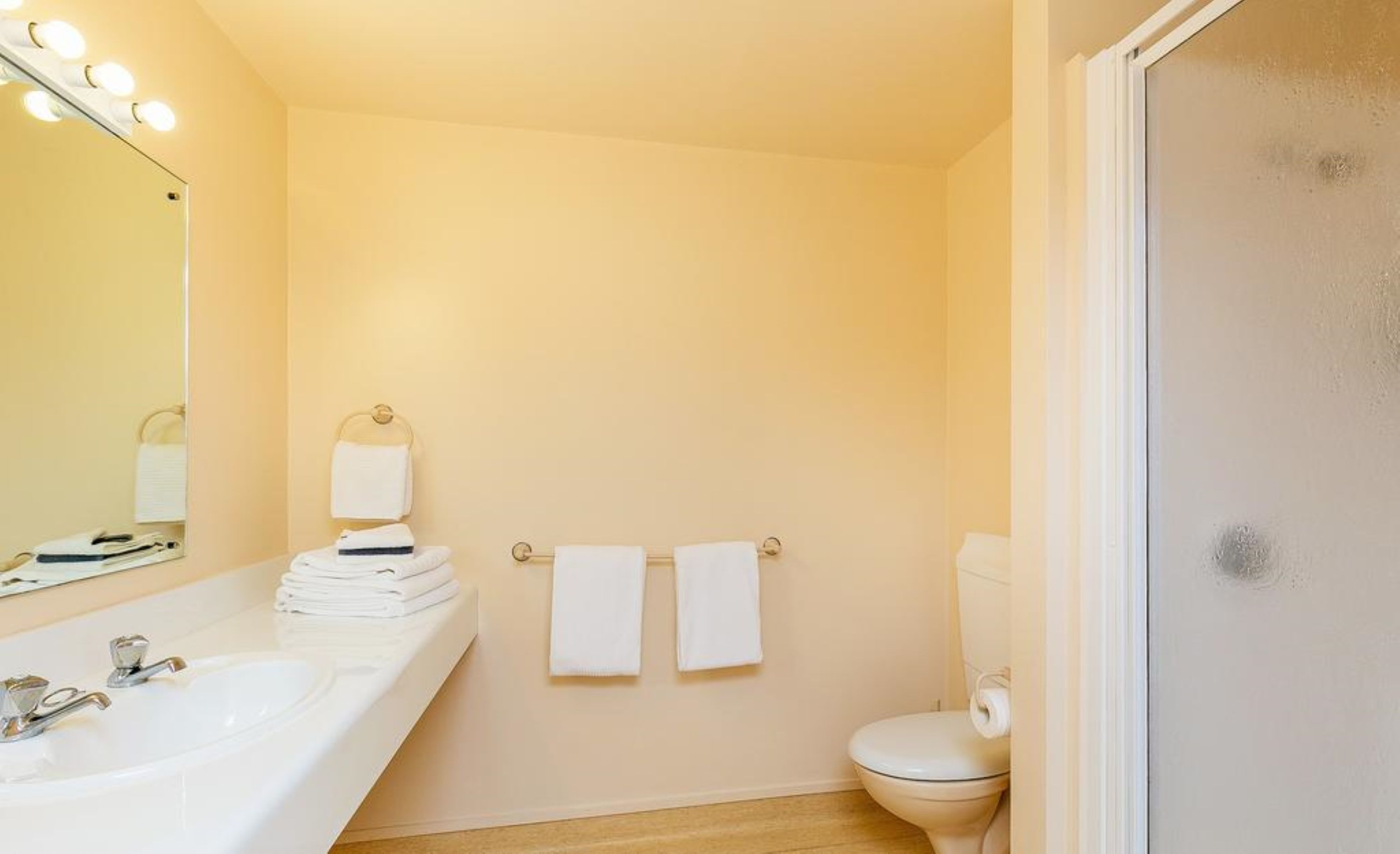 free toiletries, hair dryer, towels