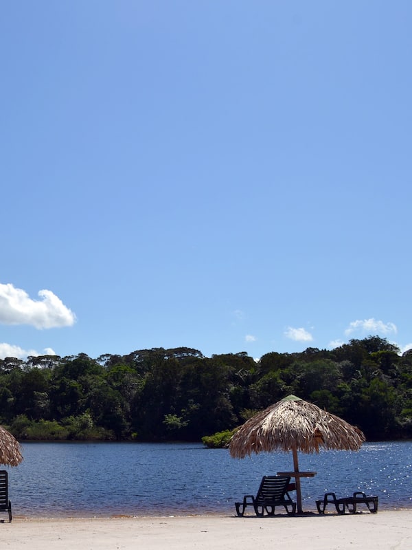 Private beach, white sand, sun loungers, beach towels