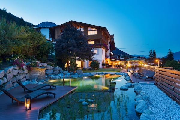 Indoor pool, pool umbrellas, sun loungers