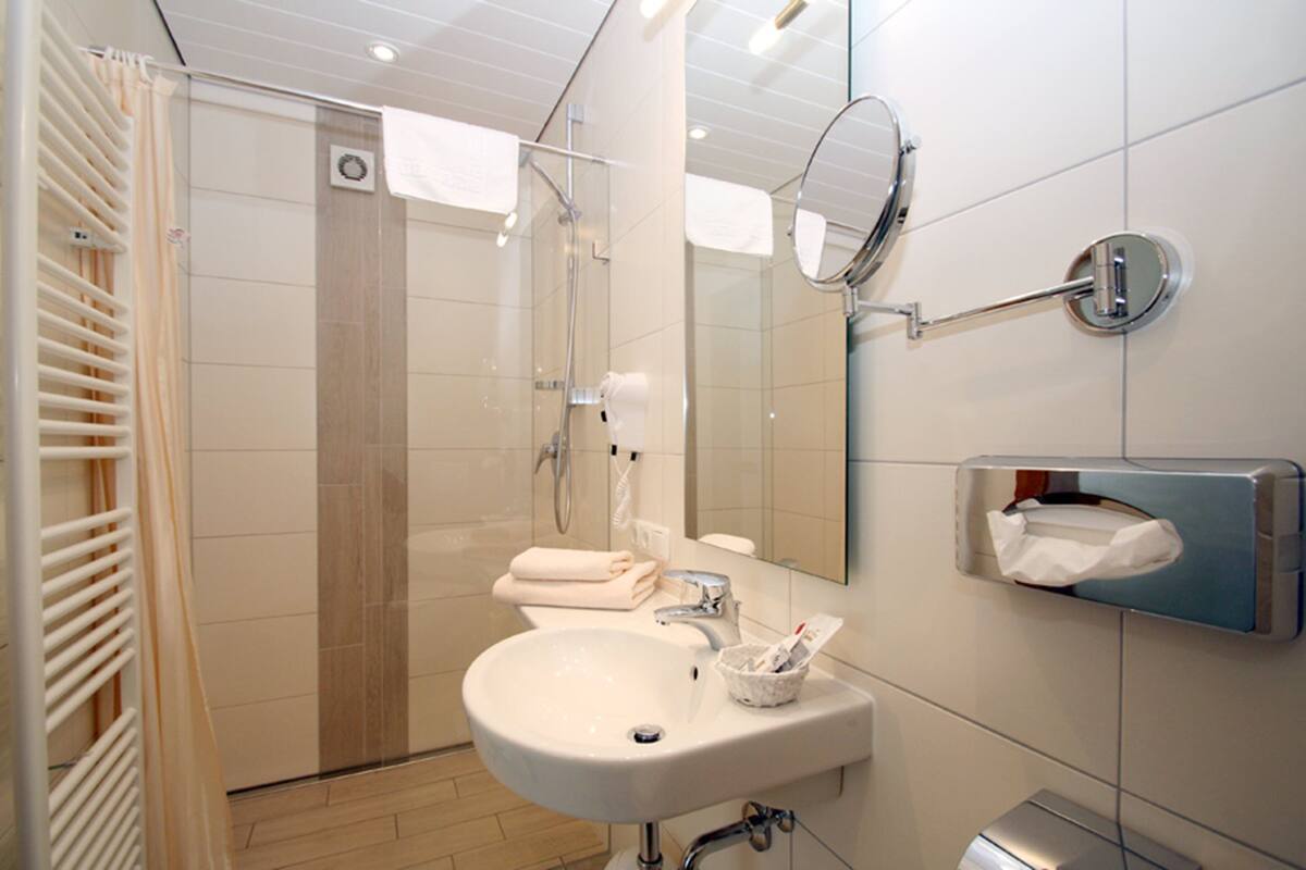 standard double room, 1 double bed | bathroom | shower, free toiletries, hair dryer, towels