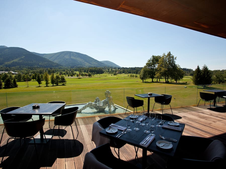 Frühstück, Mittagessen, Abendessen, Blick auf den Golfplatz