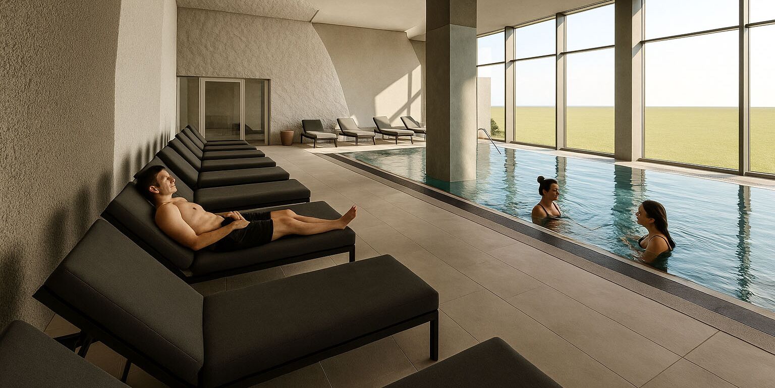 季節限定屋外プール、プール パラソル、サンラウンジャー