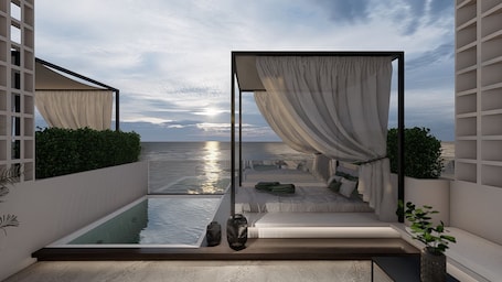 Deluxe Double Room, 1 King Bed, Jetted Tub, Sea View | Terrace/patio