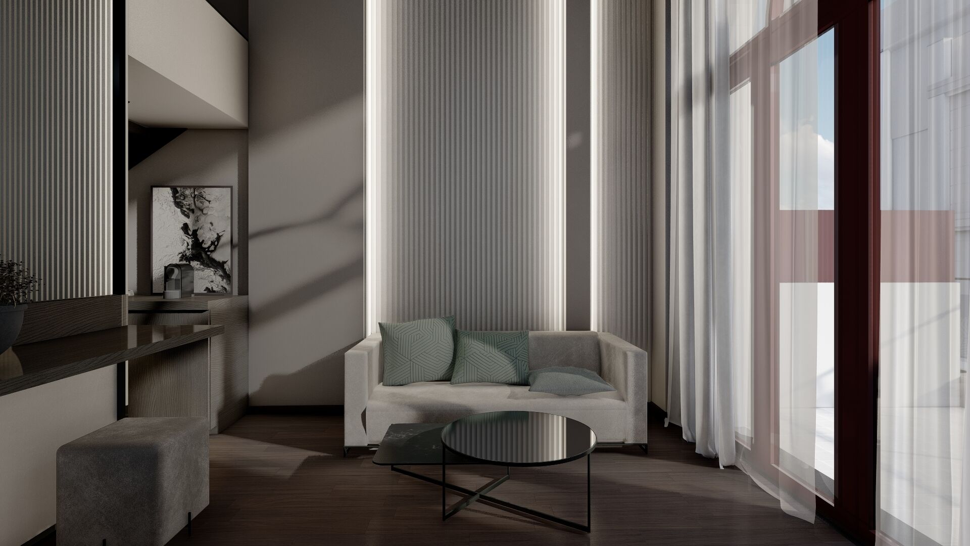 deluxe suite, pool view | living area | 43-inch tv with satellite channels