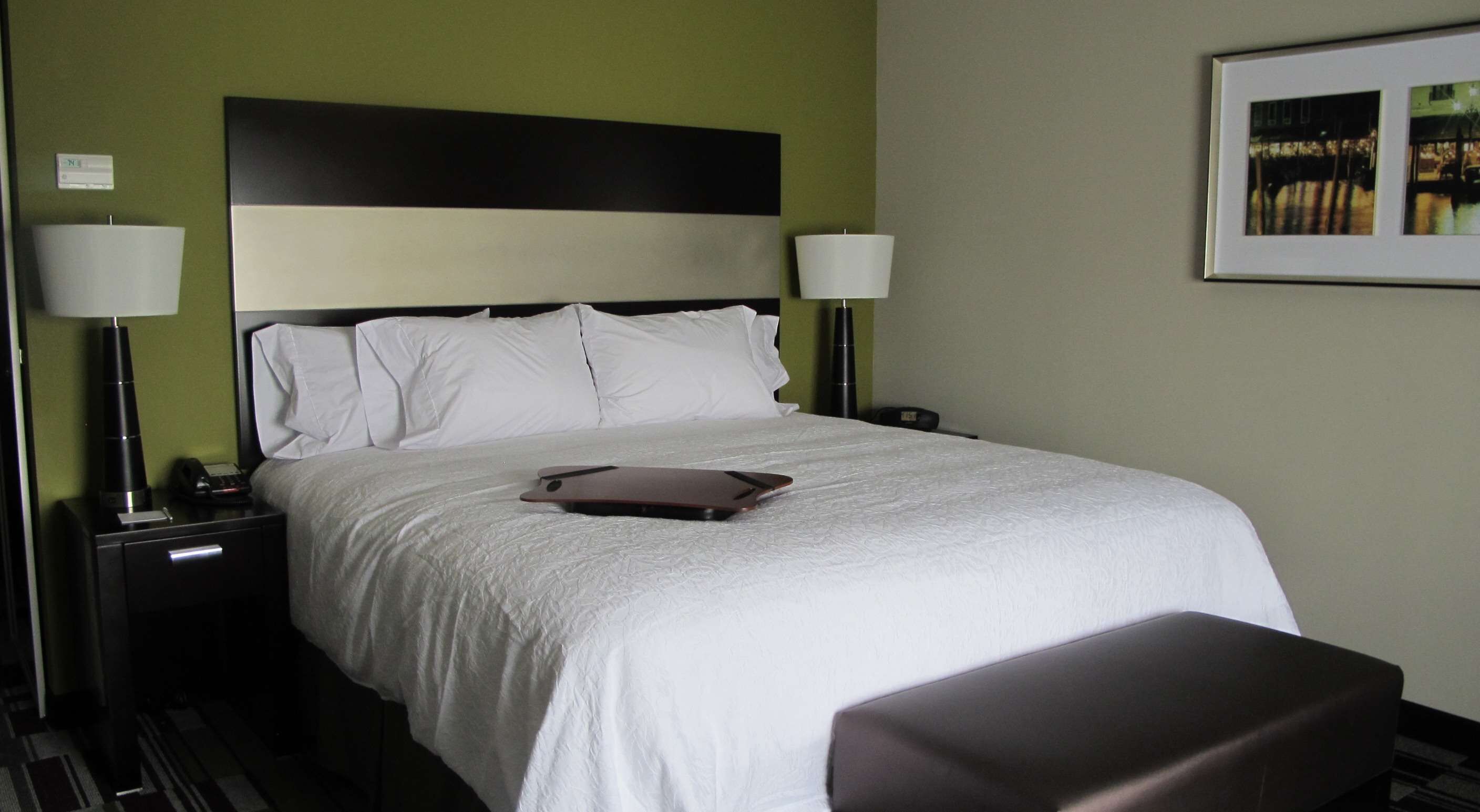 hypo-allergenic bedding, in-room safe, desk, blackout curtains