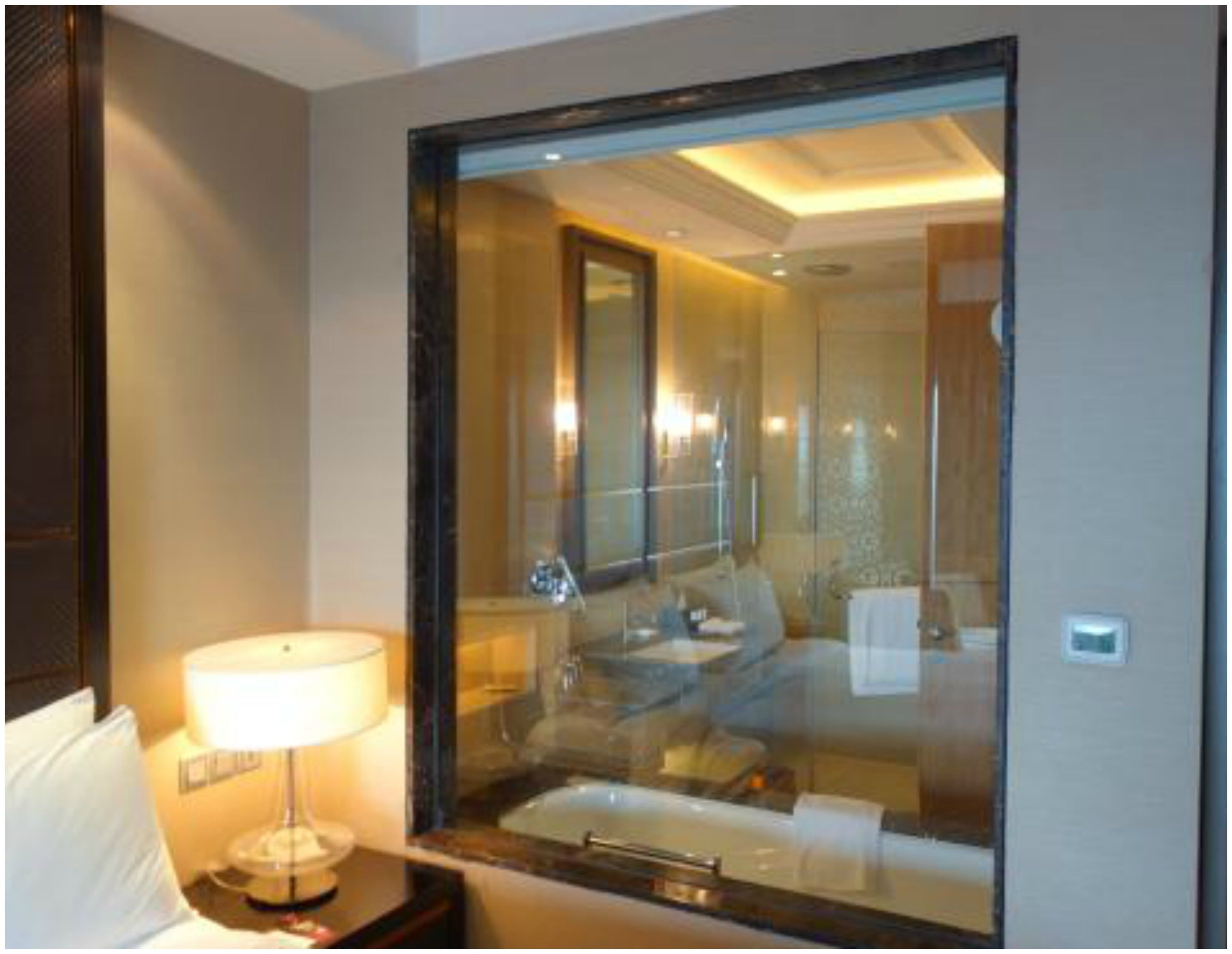 separate bathtub and shower, deep-soaking bathtub, rainfall showerhead