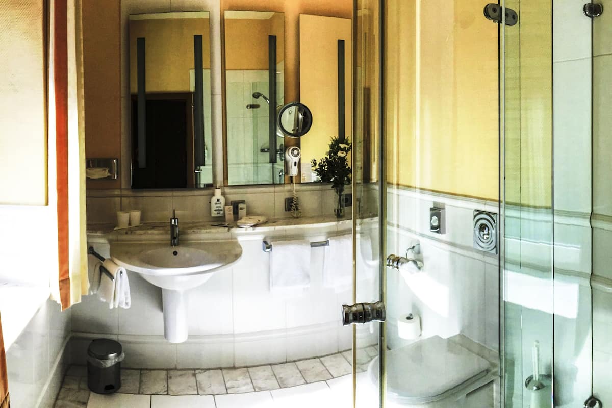 deluxe single room, 1 double bed, non smoking | bathroom | deep-soaking bathtub, free toiletries, hair dryer, towels