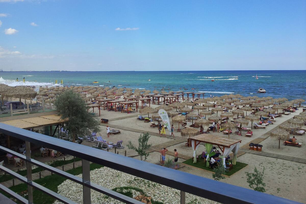 Familienapartment, 1 Schlafzimmer, Meerblick, Strandnähe | Balkon