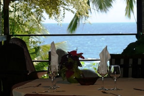 Breakfast, lunch, dinner served; international cuisine, beach views