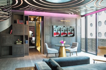 King Guest House | Living area | Smart TV at Dream Downtown, by Hyatt