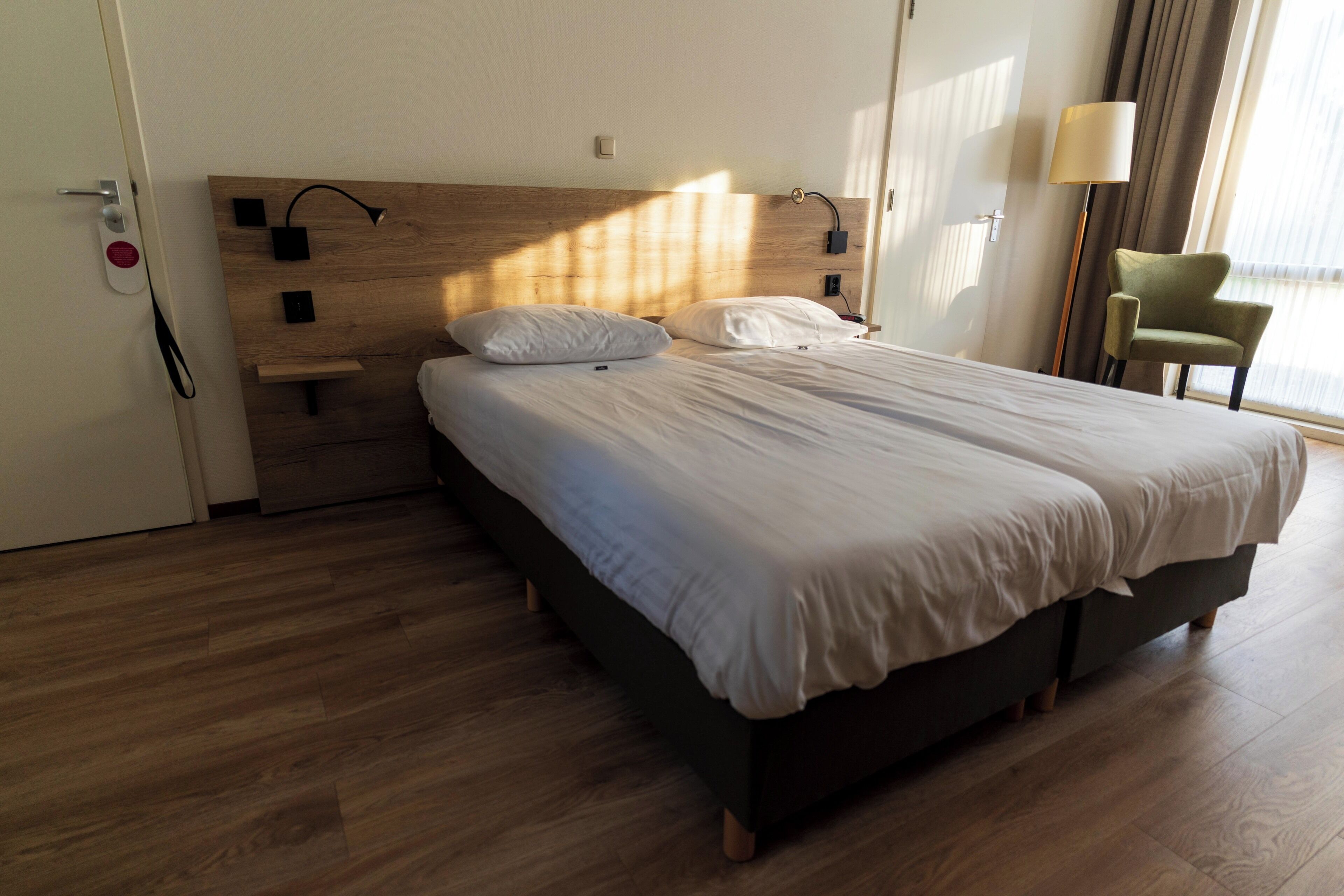 desk, blackout curtains, free wifi, bed sheets