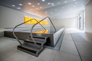 Indoor pool, open 3:00 PM to 9:00 PM, pool loungers - Luxury Spa & Wellness Hotel Prezident (Karlovy Vary)