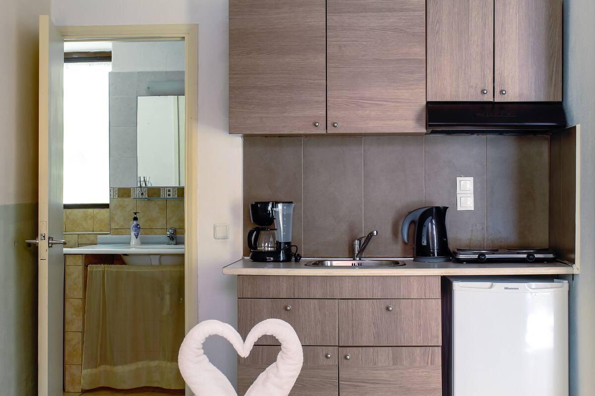 traditional apartment | private kitchen | fridge, stovetop, coffee/tea maker, electric kettle