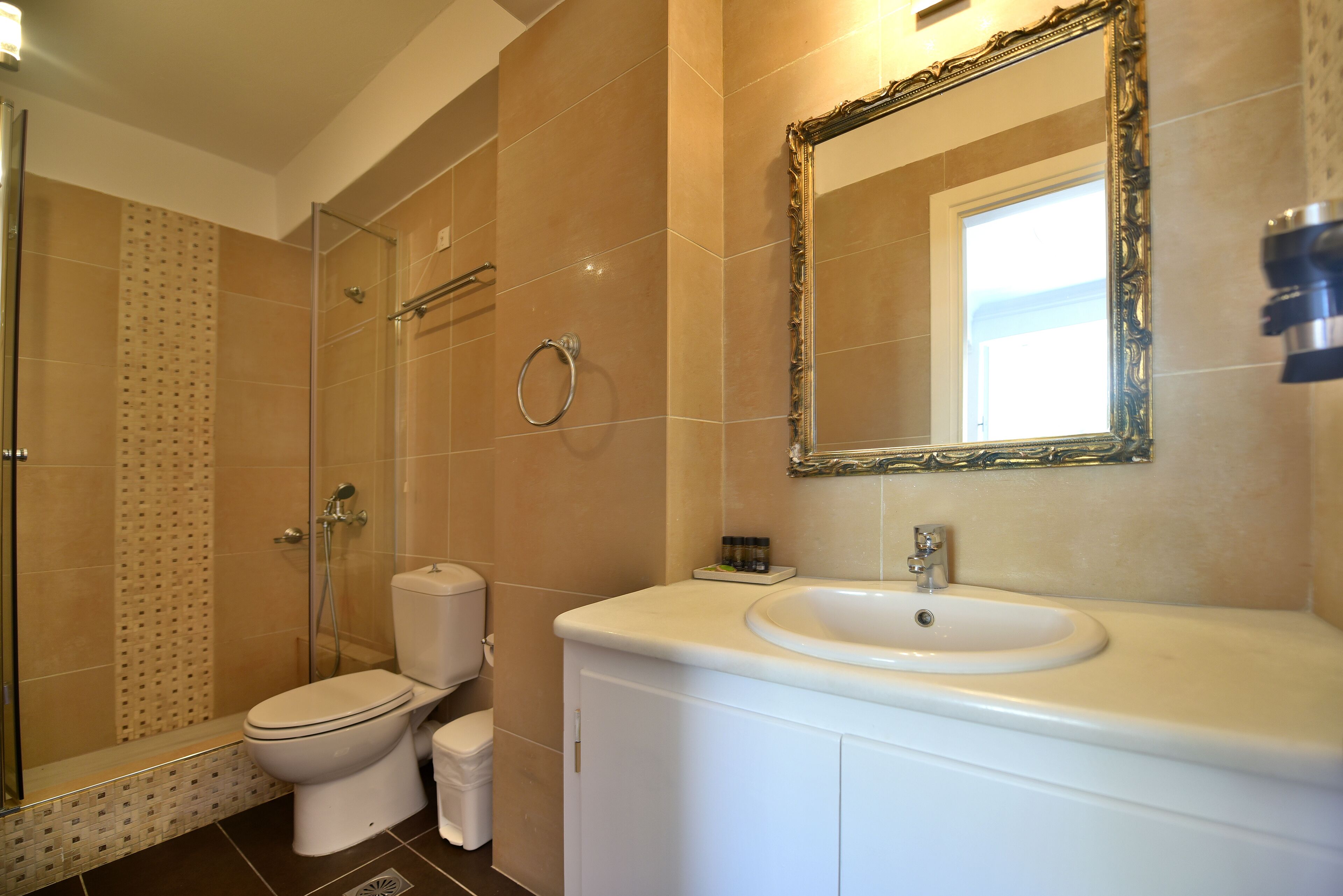 superior room | bathroom | shower, designer toiletries, hair dryer, slippers