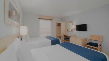 Habitación, 2 camas matrimoniales | Escritorio, tabla de planchar con plancha y wifi gratis