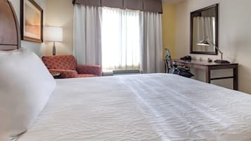 Hypo-allergenic bedding, down comforters, memory foam beds, desk