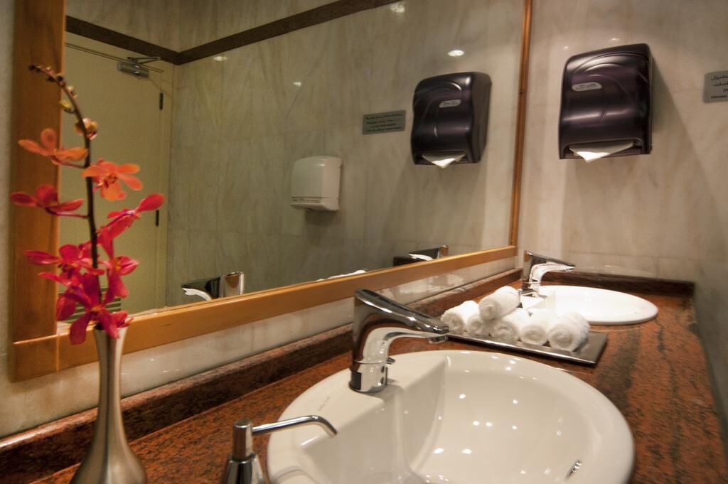 combined shower/bathtub, free toiletries, hair dryer, bathrobes