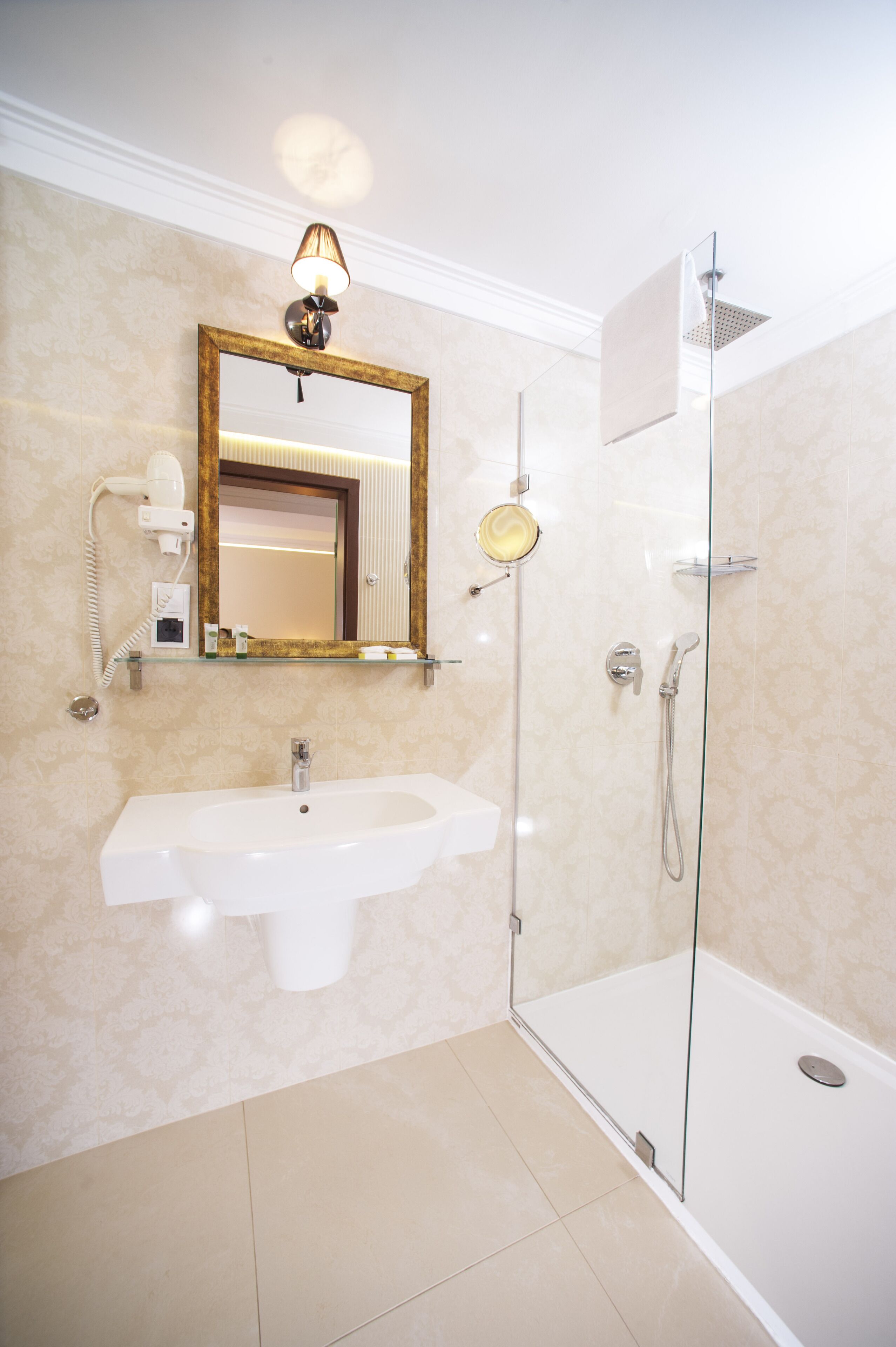 free toiletries, hair dryer, bathrobes, towels