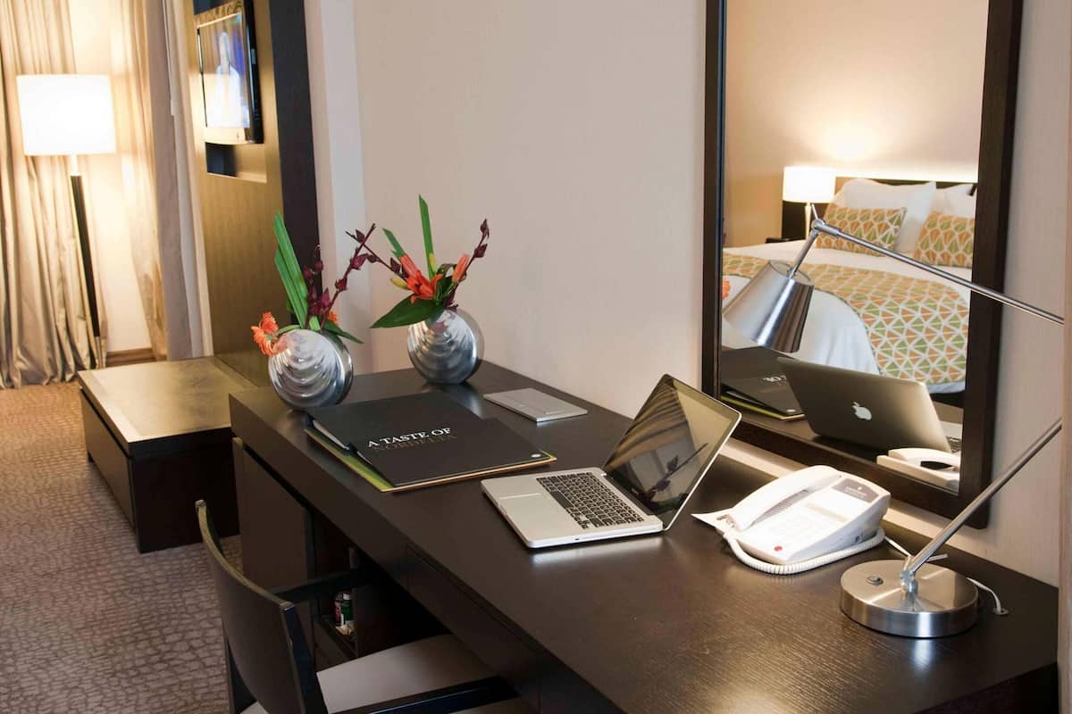 Premium bedding, down comforters, pillowtop beds, minibar