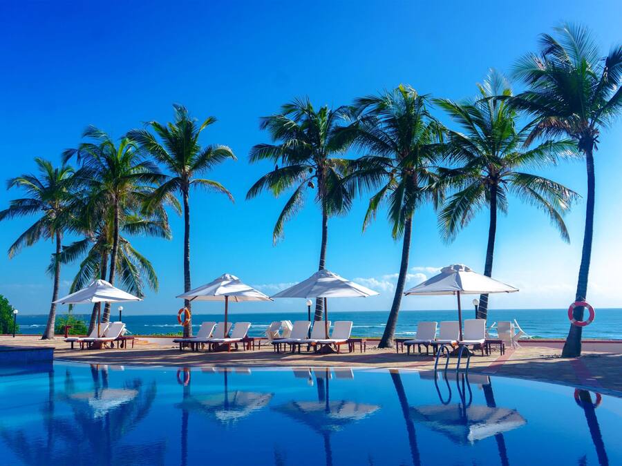Outdoor pool, pool loungers