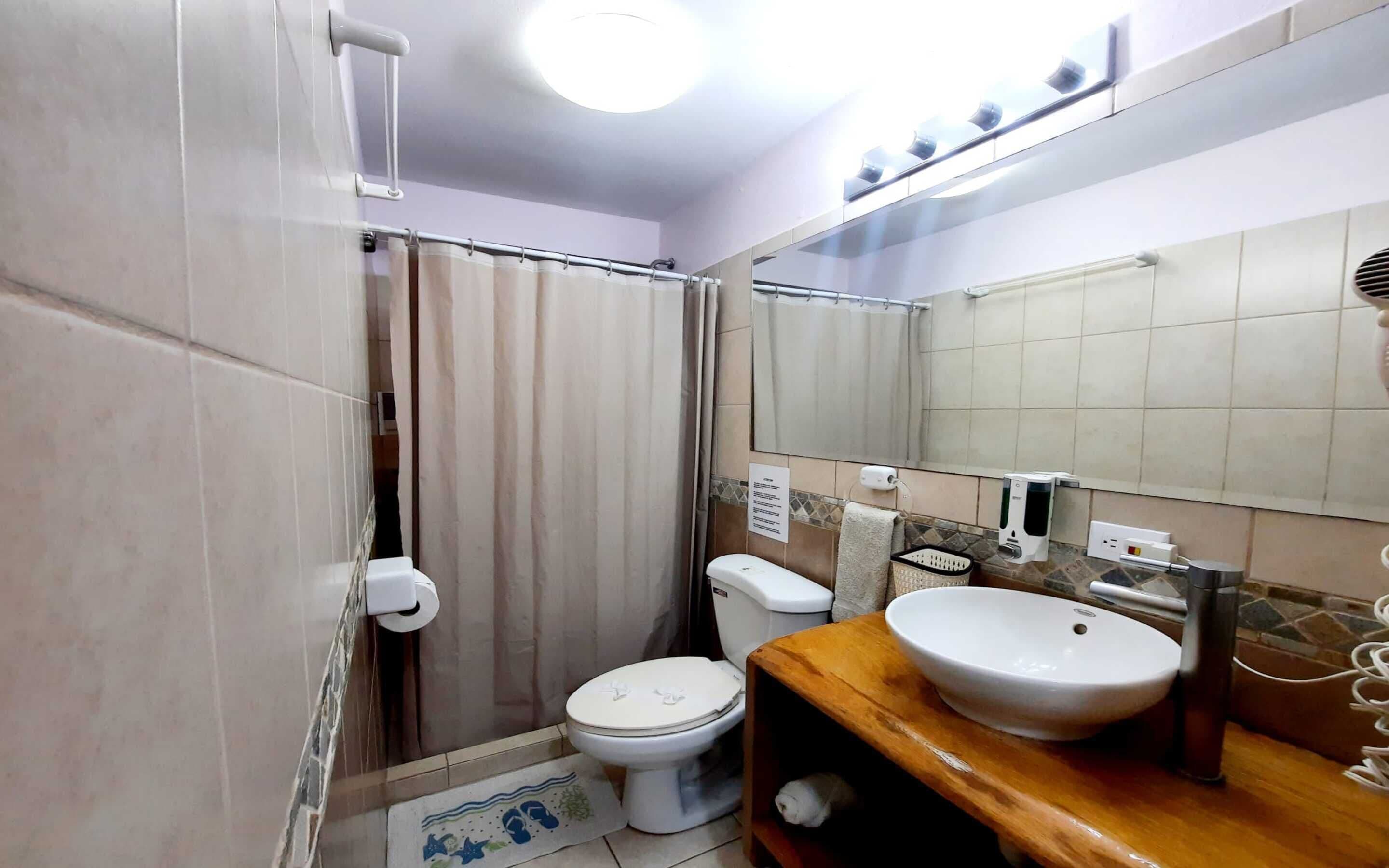 suite | bathroom | shower, hair dryer, towels
