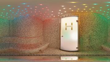 Couples treatment rooms, sauna, hot tub, steam room, Turkish bath