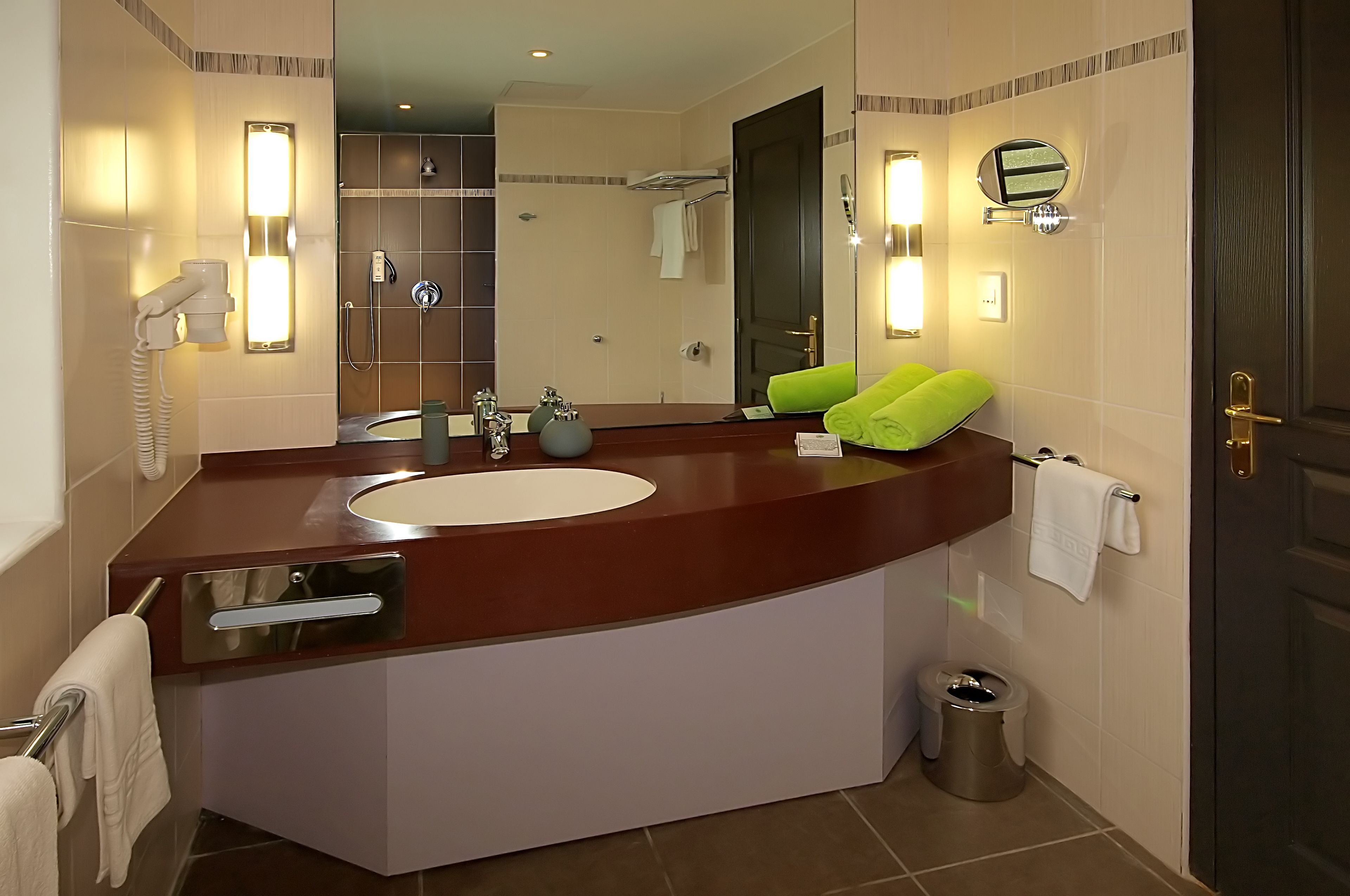 shower, eco-friendly toiletries, hair dryer, bathrobes