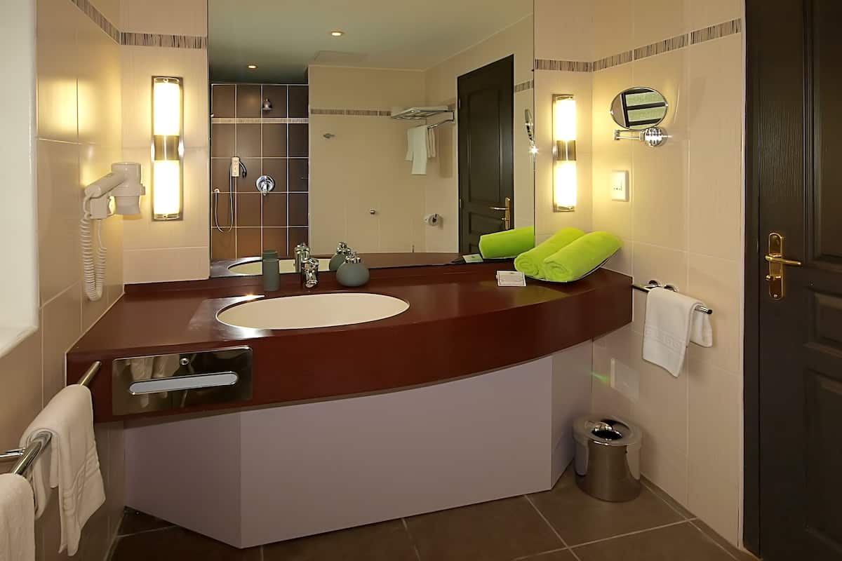 shower, eco-friendly toiletries, hair dryer, bathrobes