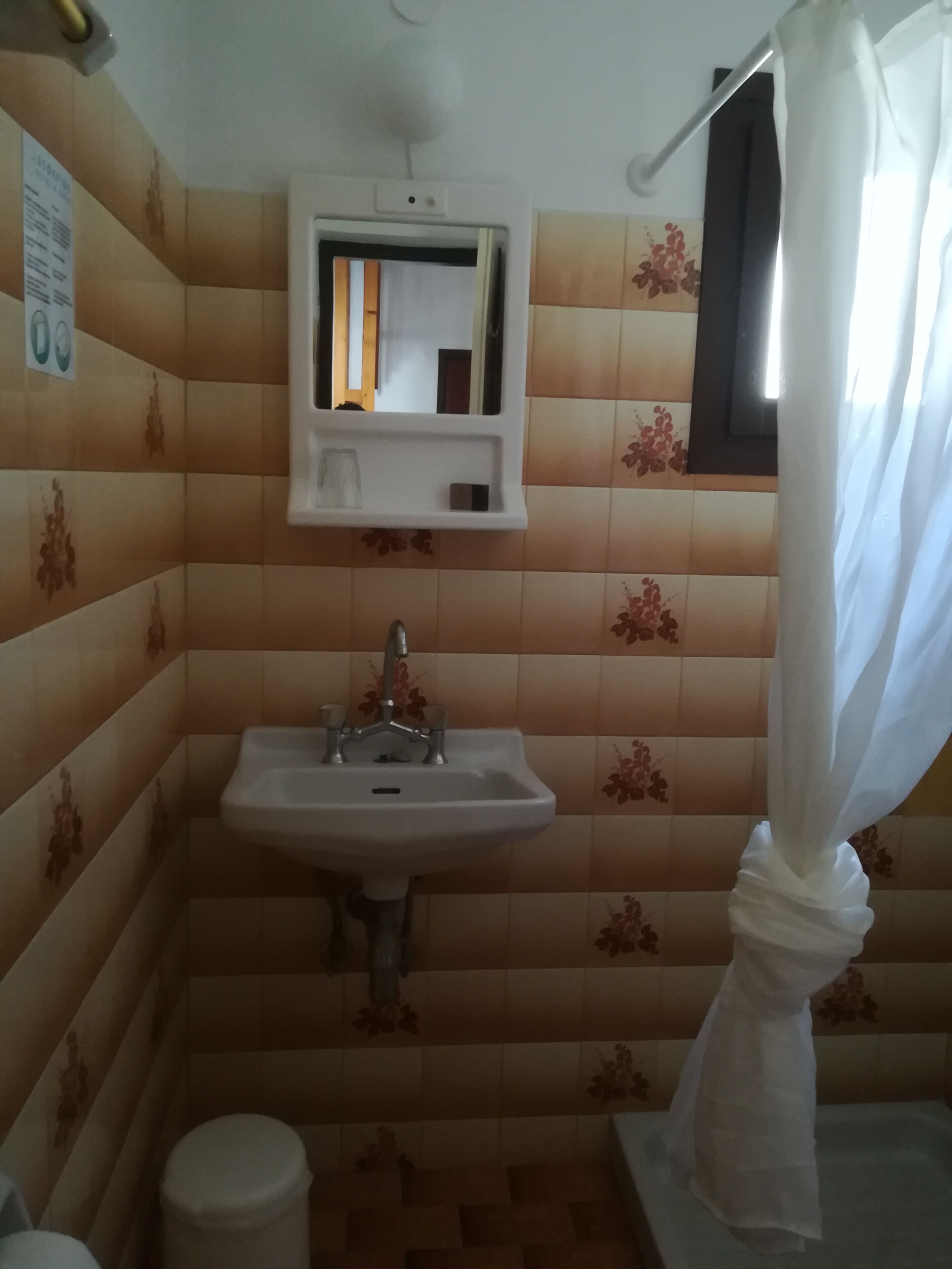 studio, garden view | bathroom | shower, slippers, towels