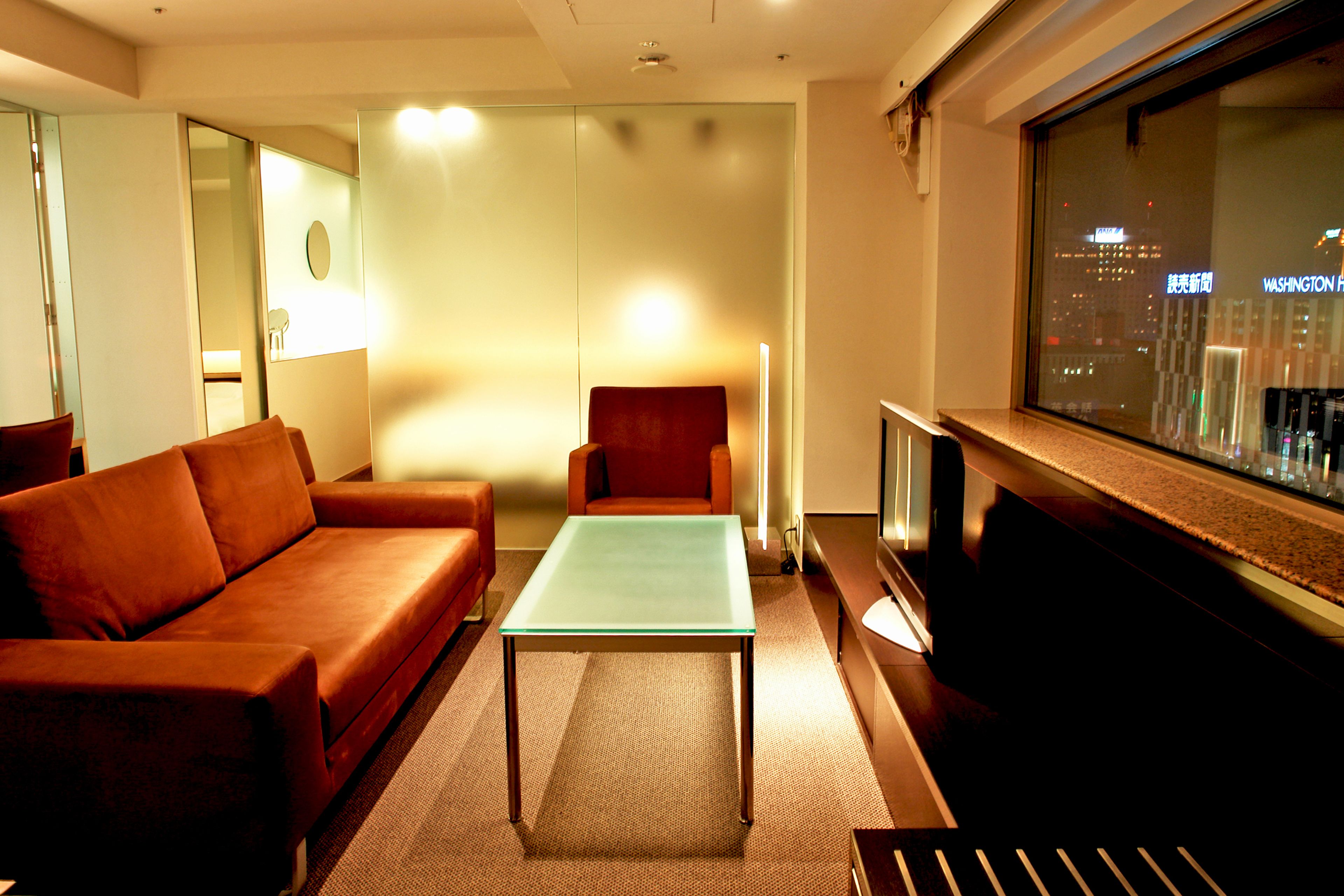 exclusive double room, non smoking | living room | flat-screen tv, pay films